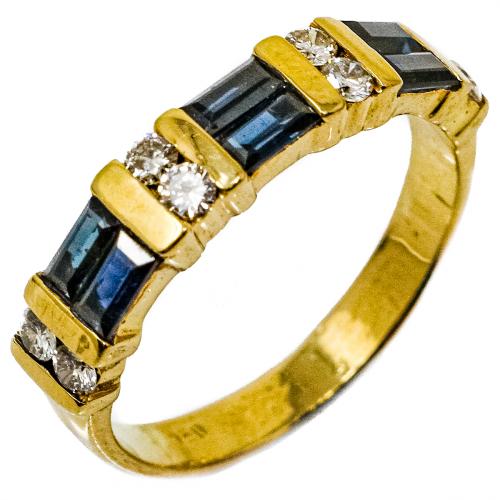 ANILLO CON ZAFIROS Y BRILLANTES