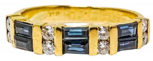 ANILLO CON ZAFIROS Y BRILLANTES