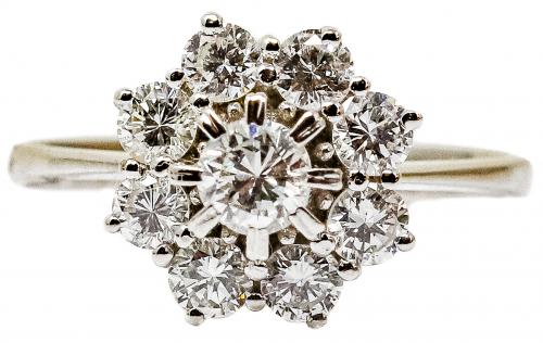 ANILLO ROSETÓN CON BRILLANTES AÑOS 70
