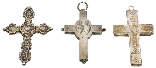 DOS CRUCES RELICARIO Y CRUZ COLGANTE DEL S.XVIII