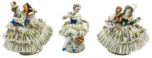 TRES FIGURAS DE PORCELANA CENTRO EUROPEA