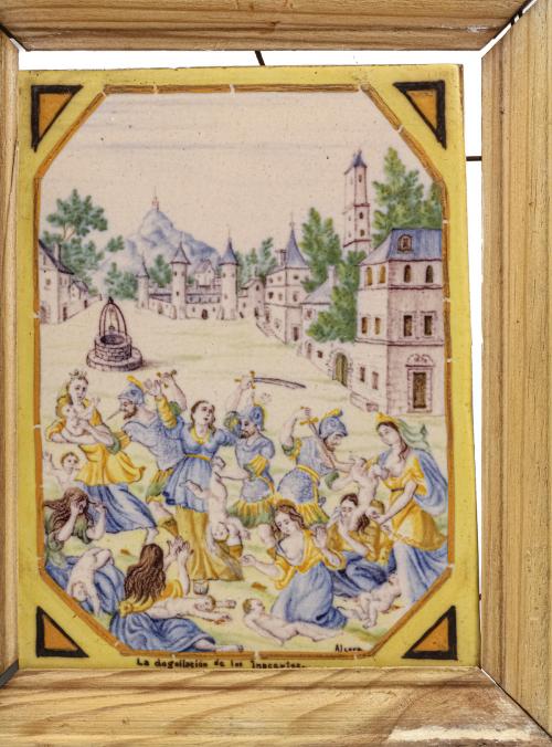 PAREJA DE AZULEJOS DE ALCORA DEL SIGLO XIX