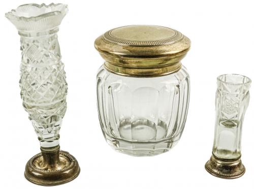 LOTE DE OBJETOS DE CRISTAL Y PLATA