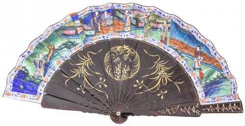 ABANICO ORIENTAL DE "MIL CARAS" DE FINALES DEL S.XIX