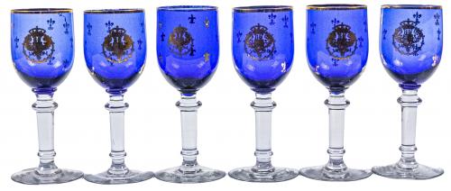 CONJUTO DE SEIS COPAS EN CRISTAL DE MEDIADOS DEL S.XX