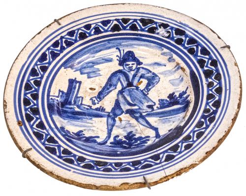 PLATO DE CERÁMICA CATALANA DEL SIGLO XVII-XVIII