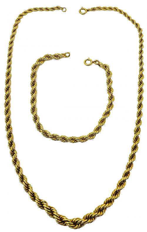 GARGANTILLA Y PULSERA DE CORDÓN EN ORO