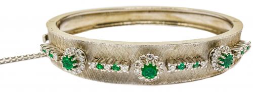 PULSERA ESCLAVA CON ESMERALDAS Y BRILLANTES AÑOS 60-70