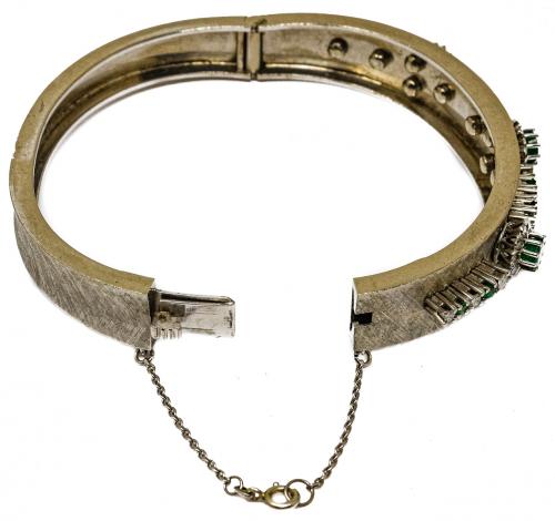PULSERA ESCLAVA CON ESMERALDAS Y BRILLANTES AÑOS 60-70