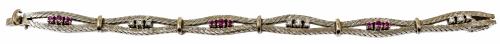 PULSERA TRENZADA CON BRILLANTES Y RUBÍES AÑOS 70
