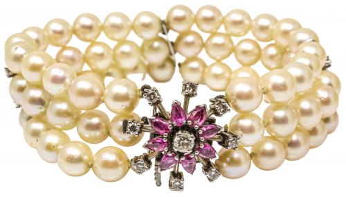 PULSERA DE PERLAS DE MEDIADOS S.XX