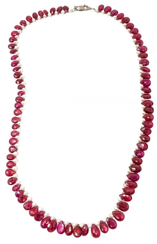 COLLAR DE RUBÍ Y PERLAS