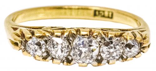 SORTIJA CINQUILLO CON DIAMANTES DE PPS. DEL S.XX