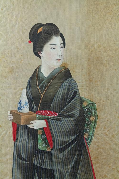 PAREJA DE ESCUELAS JAPONESAS DE FINALES DEL SIGLO XIX