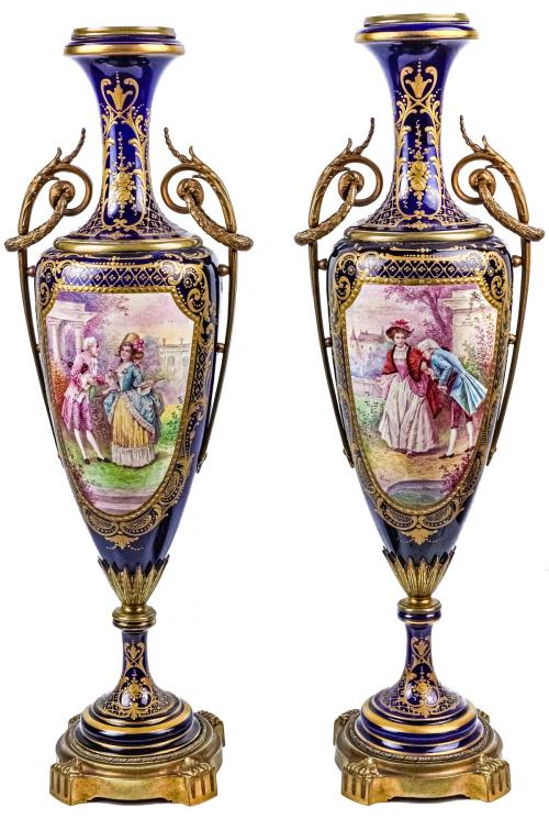DOS JARRONES PORCELANA SÈVRES DE FINALES DEL S.XIX