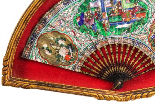ABANICO ORIENTAL "MIL CARAS" DE FINALES DEL S S.XIX