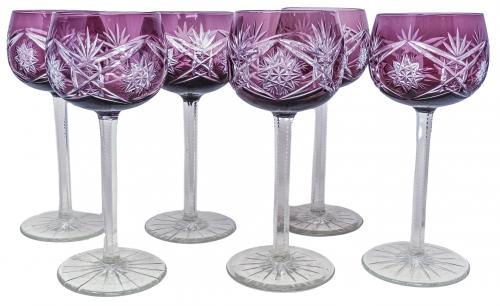 CONJUNTO DE SEIS COPAS EN CRISTAL DE BOHEMIA