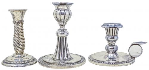 TRES CANDELABROS DE MEDIADOS DE SIGLO XX