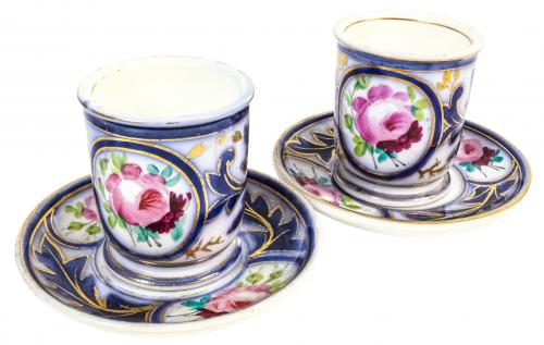 CONJUNTO DE 12 TAZAS CON PLATO PARA CHOCOLATE MEDIADOS S.XIX