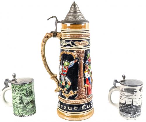 TRES JARRAS ALEMANAS DE CERVEZA DEL ÚLTIMO CUARTO DEL S.XX