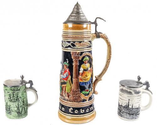 TRES JARRAS ALEMANAS DE CERVEZA DEL ÚLTIMO CUARTO DEL S.XX