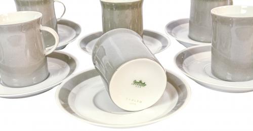 DIEZ TAZAS CON PLATO EN PORCELANA ROSENTHAL AÑOS 60