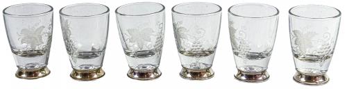 SEIS VASITOS EN CRISTAL Y PLATA ÚLTIMO CUARTO S.XX
