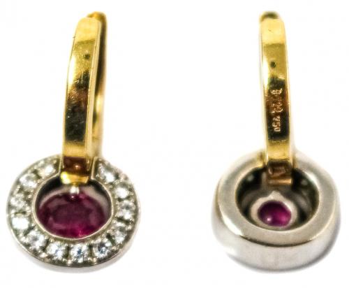 PENDIENTES ROSETÓN CON RUBÍES Y BRILANTES