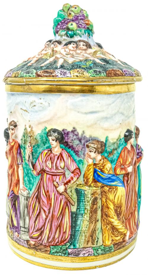 TIBOR EN PORCELANA "CAPODIMONTE" DEL PRIMER TERCIO S.XX
