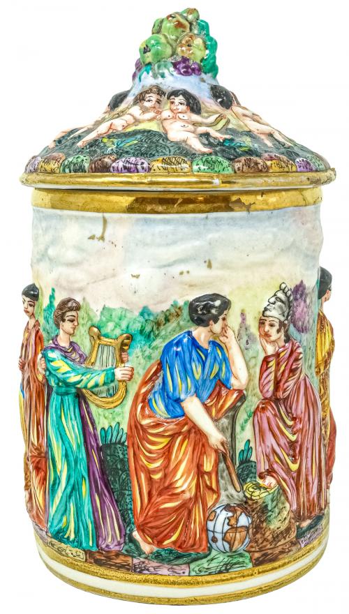 TIBOR EN PORCELANA "CAPODIMONTE" DEL PRIMER TERCIO S.XX