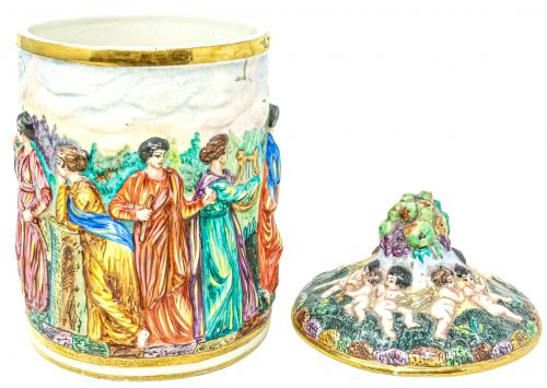 TIBOR EN PORCELANA "CAPODIMONTE" DEL PRIMER TERCIO S.XX