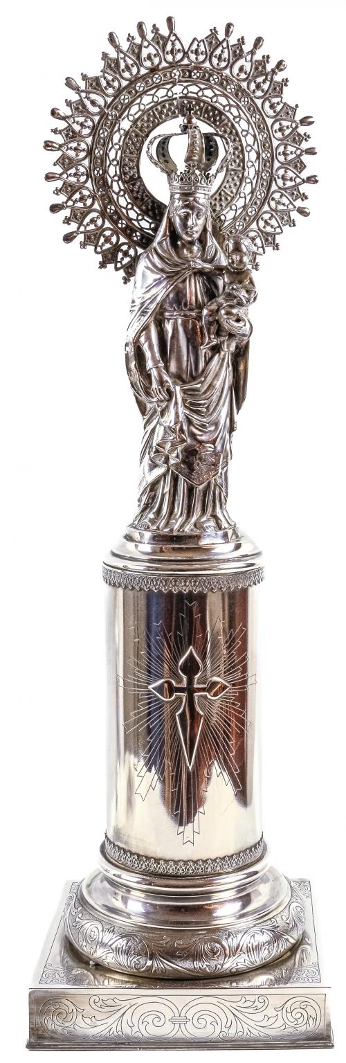 IMAGEN DE LA VIRGEN DEL PILAR EN PLATA PRIMER TERCIO S.XX