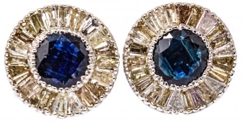 PENDIENTES CON ZAFIRO Y DIAMANTES