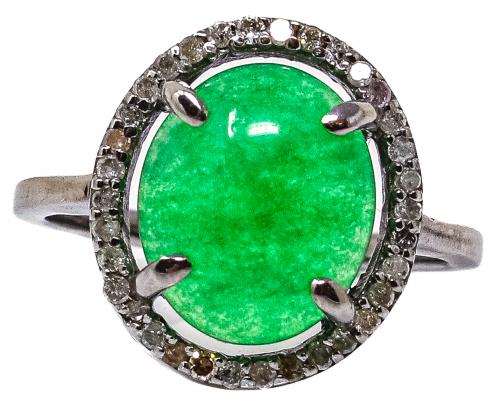 PENDIENTES Y ANILLO CON CUARZO VERDE Y DIAMANTES