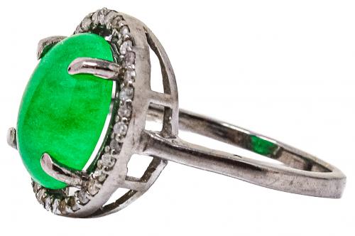 PENDIENTES Y ANILLO CON CUARZO VERDE Y DIAMANTES