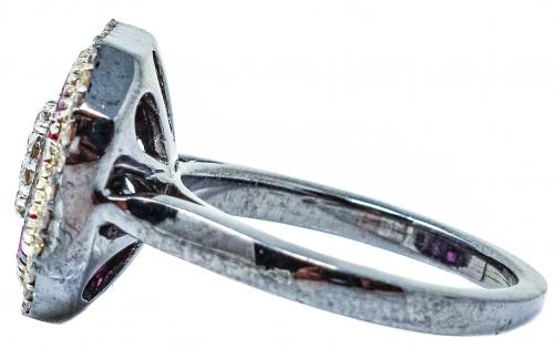 ANILLO ROSETÓN CON RUBÍES Y DIAMANTES