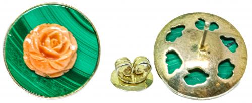 PENDIENTES CON MALAQUITA Y CORAL