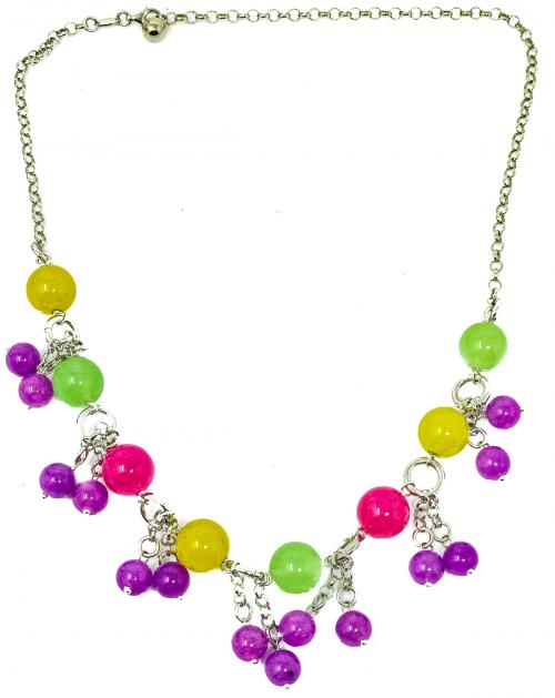 GARGANTILLA DE PLATA CON PIEDRAS MULTICOLOR