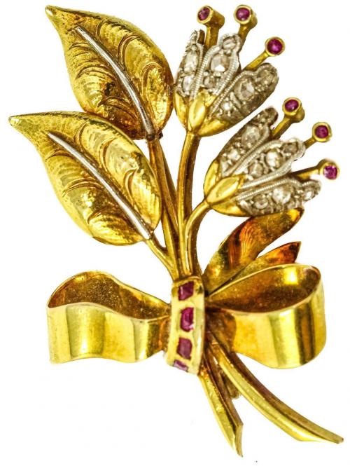 BROCHE FLORAL DE LOS AÑOS 40