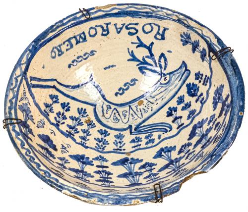 GRAN PLATO HONDO EN CERAMICA ARAGONESA S.XIX