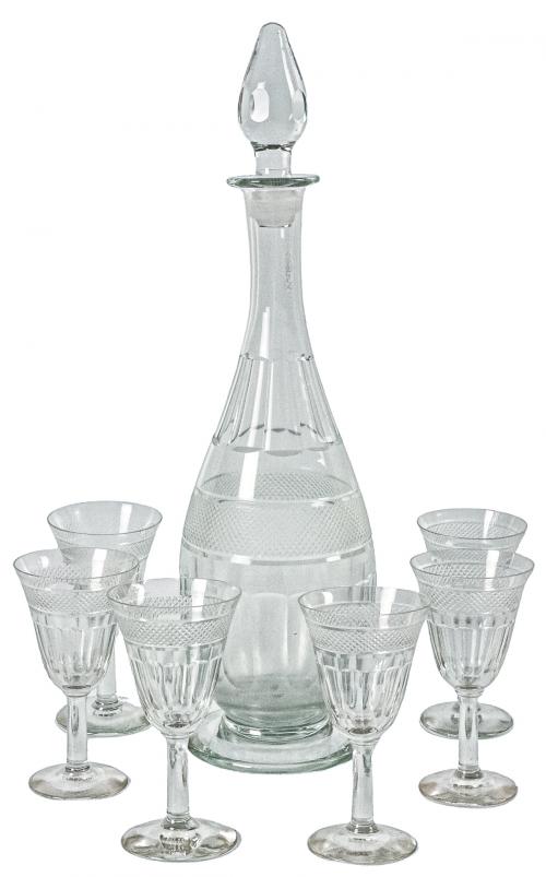 CONJUNTO LICORERO EN CRISTAL PRIMER TERCIO S.XX