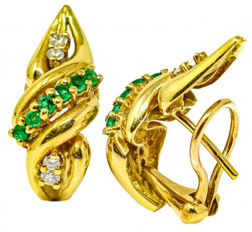 PENDIENTES CON ESMERALDAS Y BRILLANTES