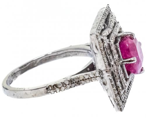 ANILLO ESTILO ART DECÓ CON RUBÍ Y DIAMANTES