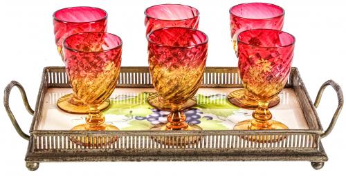 CONJUNTO DE COPAS CON BANDEJA DEL PRIMER CUARTO DEL S.XX
