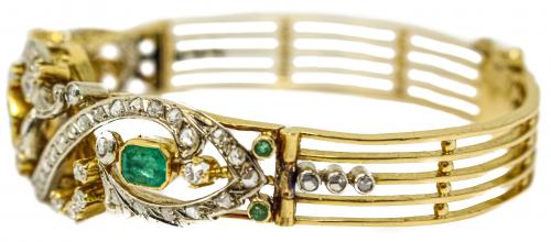 BRAZALETE CON ESMERALDAS Y BRILLANTE AÑOS 60