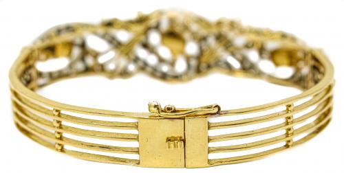 BRAZALETE CON ESMERALDAS Y BRILLANTE AÑOS 60