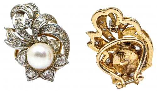 PENDIENTES CON DIAMANTES Y PERLAS AÑOS 40