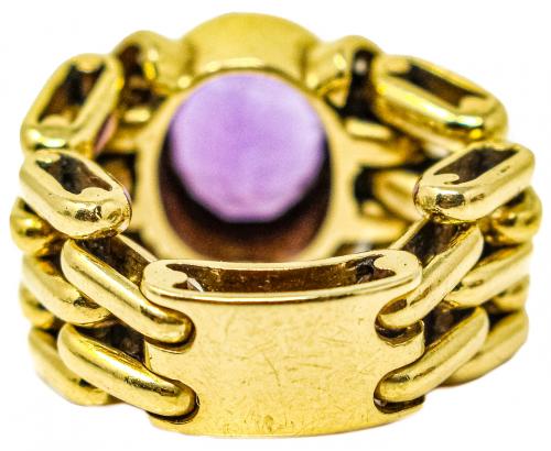 ANILLO CON AMATISTA Y BRILLANTES