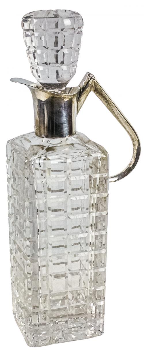 JARRA DE CRISTAL Y PLATA DE LOS AÑOS 70