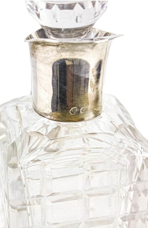 JARRA DE CRISTAL Y PLATA DE LOS AÑOS 70
